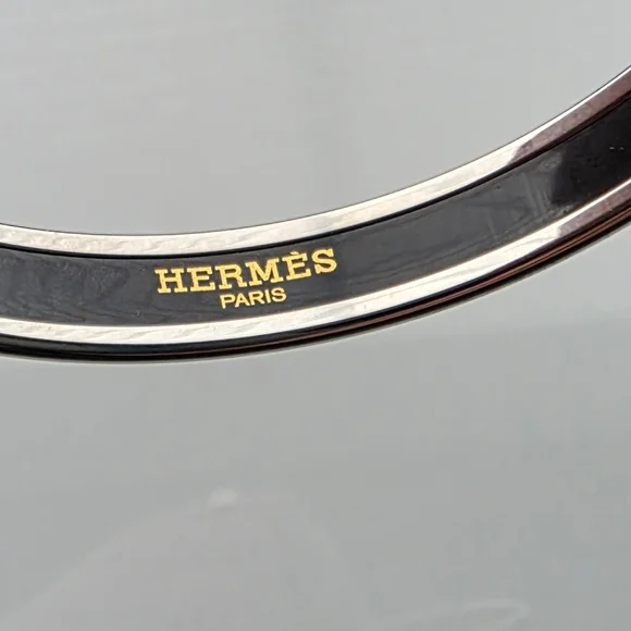 ** Authentic ** Hermes Bangle Bracelet Blue Black Enamel - Picture 4 of 8